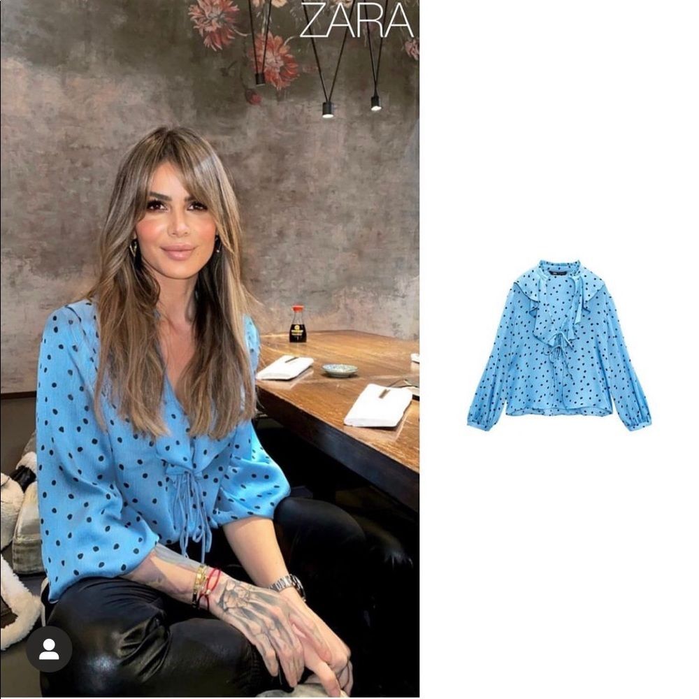 ZARA POLKA DOT BLOUSE WITH RUFFLES